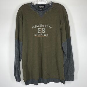 Eddie Bauer Gray Green Thermal Long Sleeve Shirt Size Medium